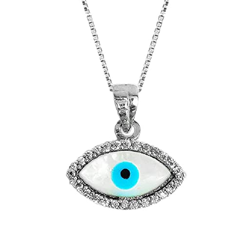 Parnika Exquisite Evil Eye Design Pendant in Pure 92.5 Sterling Silver for Girls and Women | Pendant Only | Gift for Girls & Women | With Certificate of Authenticity | (Shiva)