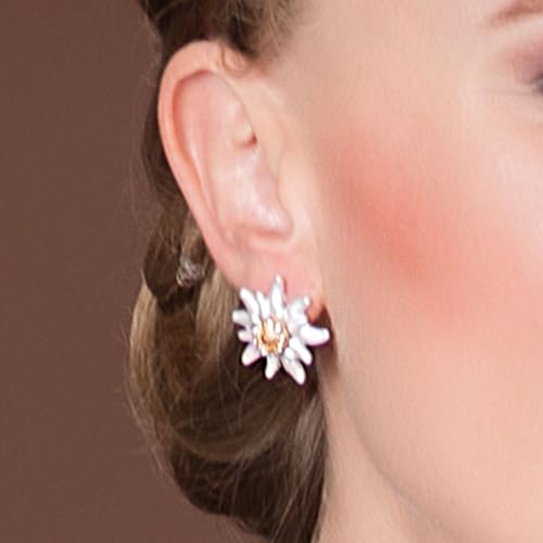 Bavarian Earrings Edelweiss Flower Greta with Rhinestones (bicolor) - Traditional German Pendant Necklace, Charivari, Bracelet2
