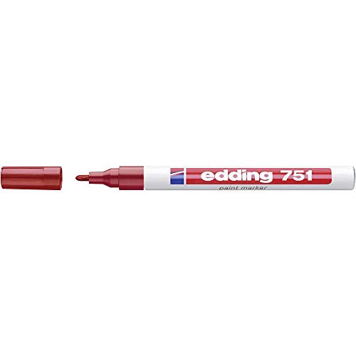 edding 750 Marqueur peinture - rouge - 1 stylo - pointe ronde 2-4 mm - marqueur de peinture pour l'étiquetage du métal, verre, roche ou du plastique -...