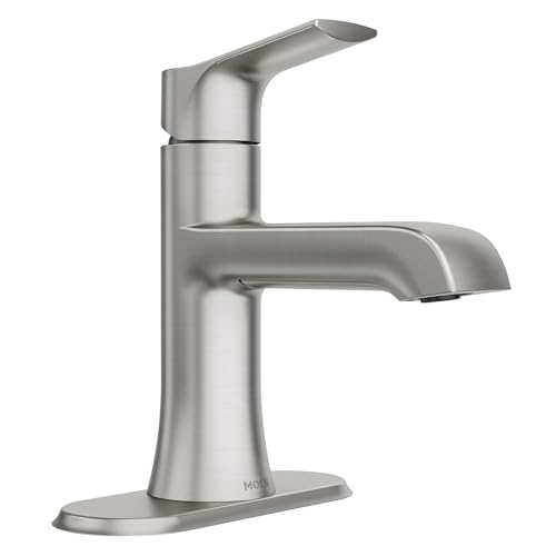Moen LISO Spot Resist Brushed Nickel One-Handle Bathroom Faucet, One Hole Bathroom Sink Faucet with Optional Deck Plate and Push Down Drain, 84540SRN by Moen - Image 4
