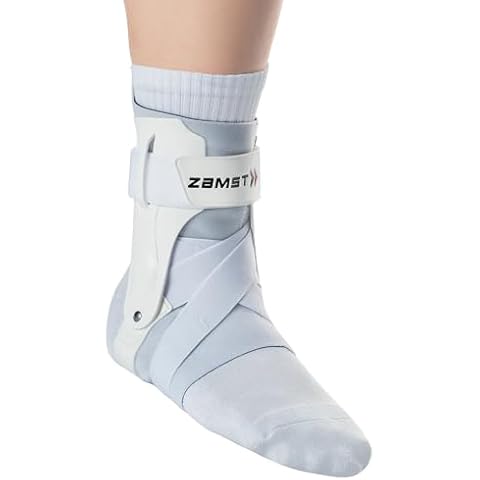 Zamst A2-DX Sports Ankle Brace with Protective Guards For High Ankle Sprains and Chronic Ankle Instability-for Basketball, Volleyball, Lacrosse, Football-White, Right Medium Cover
