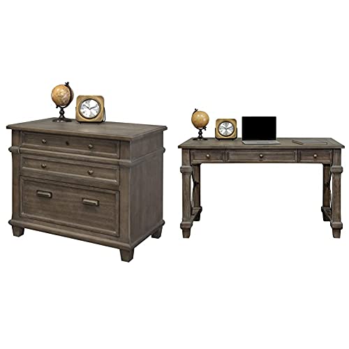Martin Furniture Lateral File, Weathered Dove & Writing Desk, Weathered Dove #TOP5