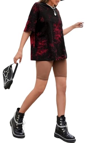 Image of Remidoo Women's Casual Oversized T Shirt Short Sleeve Graphic Tee Letter Tie Dye Shirts