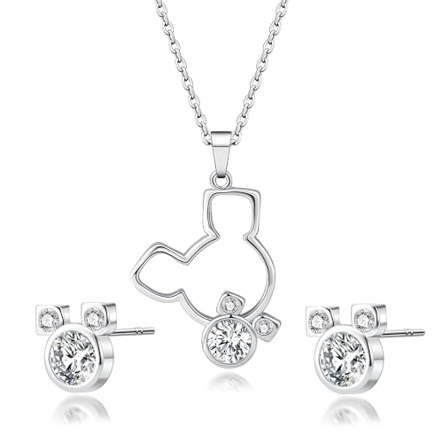 Stud Earrings Silver Plated Natural zircon Earrings and Necklace