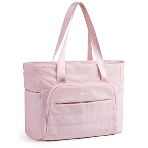 BAGSMART Tote Bag for Women, Lightweight Large Tote Bag with Yoga Mat Strap, Quilted Shoulder Bag Handbag for Travel Work Gym