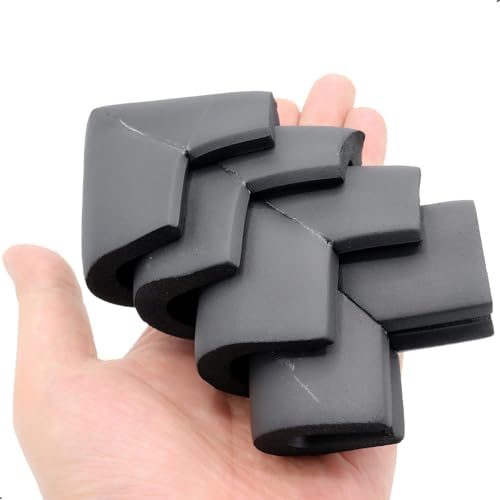 4 Pack Foam Corner Guards Edge Protectors, Safety Bumper W Self-Adhesive Tape Furniture Corner Glass Coffee Table Edge Guard Soft Rubber Baby Proofing, U Type,Black