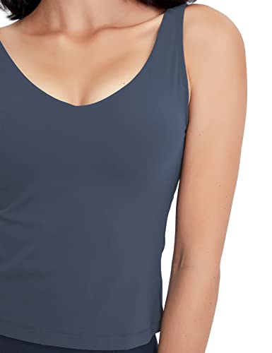 Image of POSHDIVAH Longline Sports Bra Workout Tank Tops | Padded, Removable Pads, Built in bra, Wirefree, Buttery Smooth, Soft, Fitness, Running, Yoga, Wide Straps, U-back