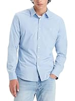Levi's Men's Long-Sleeved Battery Housemark Slim Shirt, Soft Chambray Blue, L