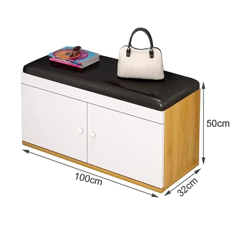 Banc de rangement à chaussures 4 compartiments et portes 100cm