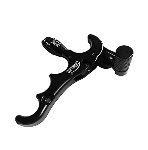 JIEXI HWYP Archery Release Aid 4-Finger Hand Held Bow Release Aluminum for Compound Bow Accessory (Black)