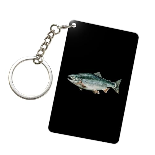 Kangweida Chinook Salmon 2×3 Inch Rectangular Keychain Custom Design Durable