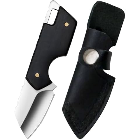 outROAR Gear Stubby Fixed Blade Knife Full Tang with Belt Loop Sheath, Heavy-Duty Tactical, Survival, Camping, Fishing, and Hunting Pocketknife, 2” Length, Wood Grip Cover