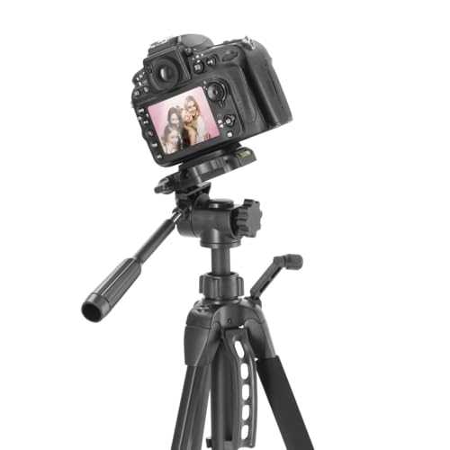 Hama Stativ Kamera Action 153 3D (Leichtes Fotostativ inkl. Handy-Halterung, Tripod mit 60-153cm H&ouml;he, Dreibeinstativ mit 3-Wege-Kopf, Spiegelreflexkamera Stativ passend f&uuml;r Videokamera) schwarz