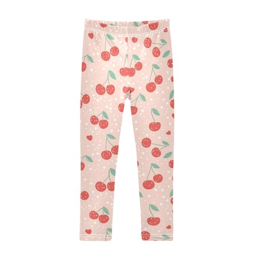 Cherry Hearts Girls' Leggings Toddler Doodles White Dots Kids Yoga Pants Dance Active Tights 4T