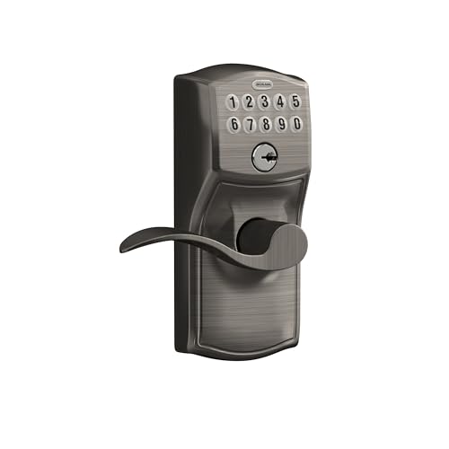 Schlage Camelot Keypad Lock with Lever Handle, Electronic Keyless Door Entry, Flex Lock Auto‑Lock Option, Antique Pewter, FE595 CAM 620 ACC by SCHLAGE - Image 2