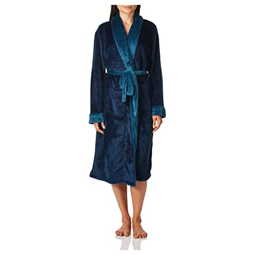 Fruit of the Loom womens Fleece bathrobes, Midnight Blue/Blue Sea, X-Large-XX-Large US