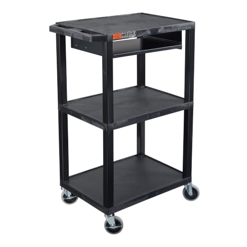 Luxor Utility Cart, 3 Shelf, 42 Inch — UCPL1PSE-B 42″H 3-Shelf
