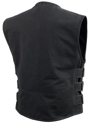 First Mfg Co - Knox - Men's Motorcycle Biker Riding Black Canvas Vest2