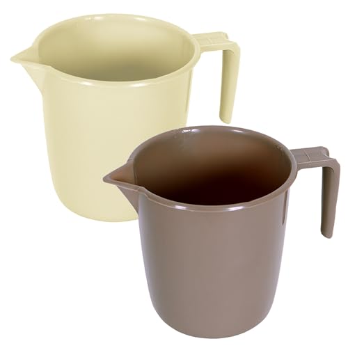 Imagen de Kuber Industries Taza de baño Taza de baño de plástico para baño Taza de baño Taza para baño Taza para inodoro Jarra de baño Taza de baño 111 1 litro Paquete de 2 Multi