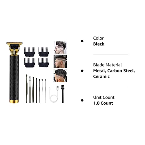 Pxlisie Hair Clippers For Men, Professional Hair Trimmer T Blade Trimmer Zero Gapped Trimmer, Cordless Rechargeable Beard Trimmer Shaver Hair Cutting Kit With Guide Combs (Black) #TOP7