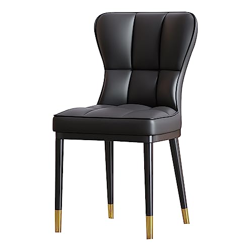 Chaise en cuir PU vert et métal noir pour salle à manger moderne