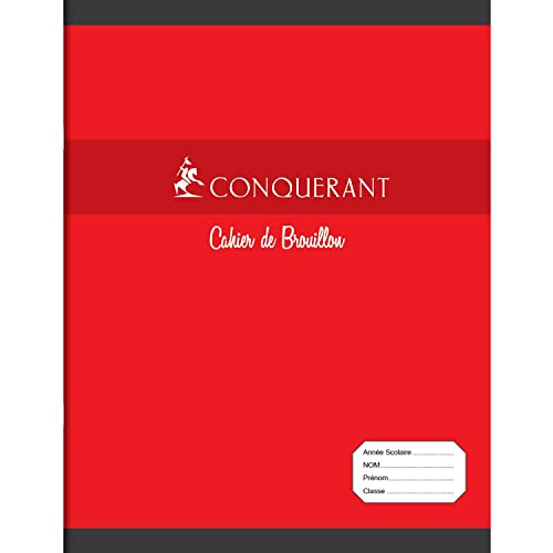 CONQUÉRANT Lot de 3 Cahiers de brouillon 17 x 22 cm 48 pages 60g grands carreaux rouge