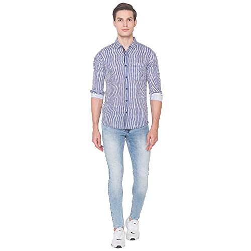 Image of Spykar Men's Slim Shirt (8907966628175 Indigo Blue M)