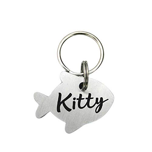 Antiquestreet Pet Tag in Fish Shape Customized Engraved Metal Cat or Dog Name tag for pet