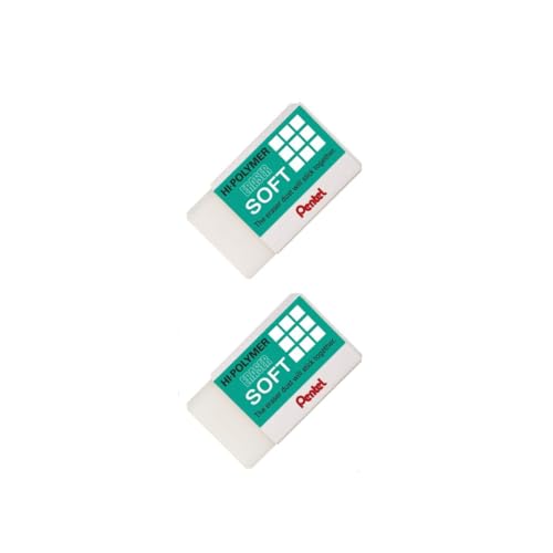 Borracha Hi-Polymer Eraser Soft Pentel Branco Pequena Kit 2 Unidades