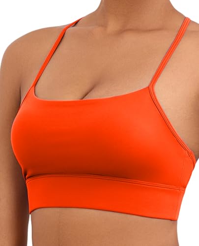 Image of Womens Y-Back Sports Bra, Weightless Padded Yoga Bra, Spaghetti Strap Low Impact Gym Top for Workout & Daily Wear