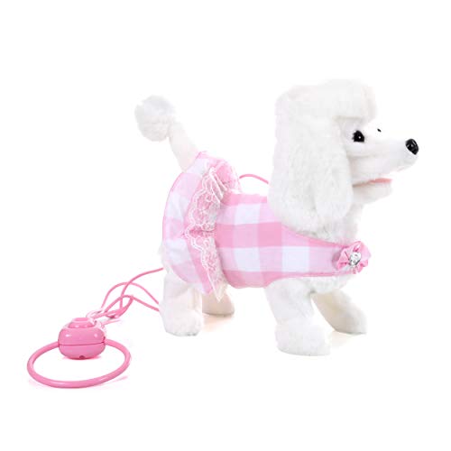 IQ Toys Walking and Barking Plush Poodle Dog Remote Control with Leash, and 3 Puppy Care Accessories