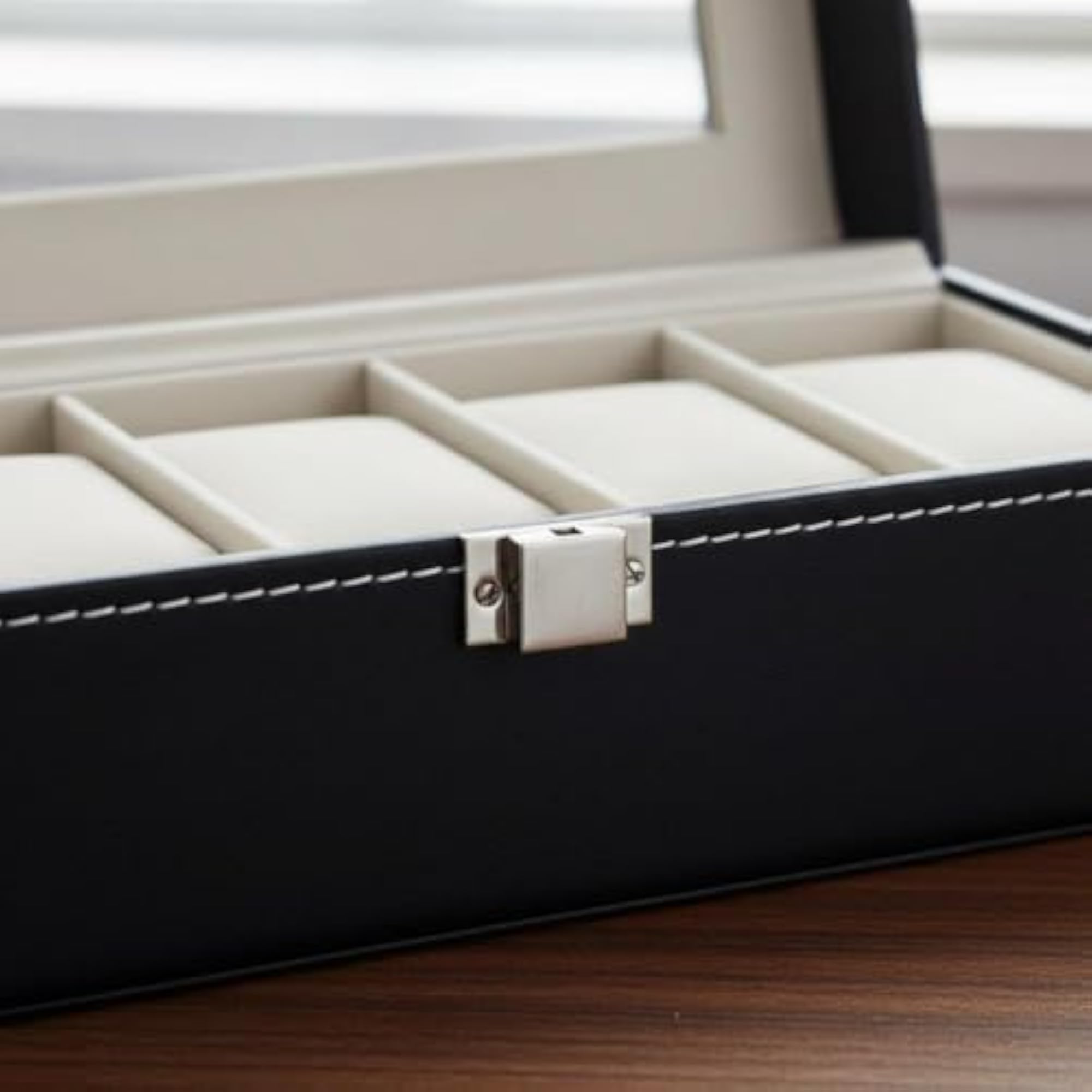 Multi-Compartment Watch Holder with Clear View Lid, Storage Box