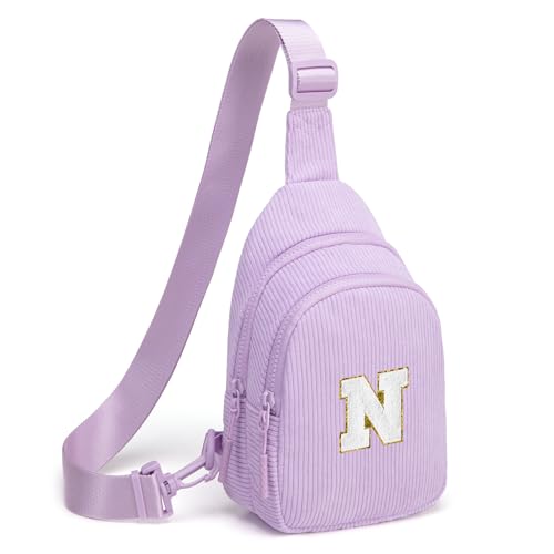 Image of Viverte Small Corduroy Sling Bag Initial Crossbody Bag Fanny Pack for Girls Personalized Birthday Gifts for Teen Girls Gifts
