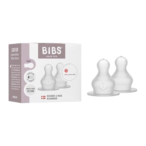 BIBS Baby Bottle Nipple, Silicone, 0+ Months, Slow Flow, 2-Pack