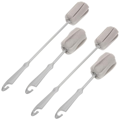 FOMIYES 4pcs Sponge Brush with Plastic Handle Bottle Cleaner Brush Bottle Cleaning Brush Sponge Bottle Scrubber Brush Grey Pp