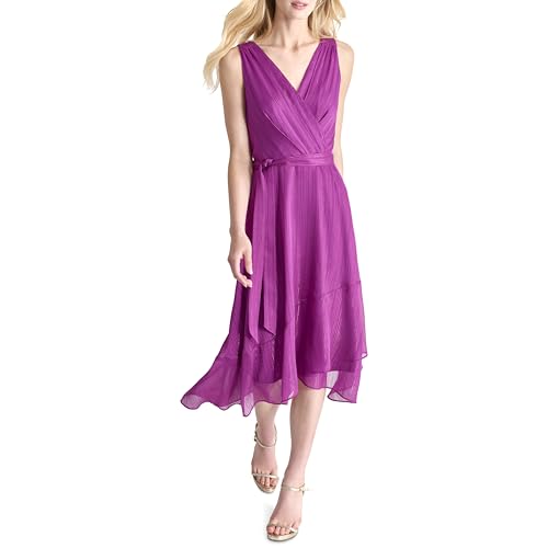 Image of DKNY Women's Sleeveless Tie Fit & Flare Midi Dress