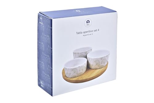 TABLA APERITIVO SET 4 GRES BAMBU 18X18X1 HOJAS