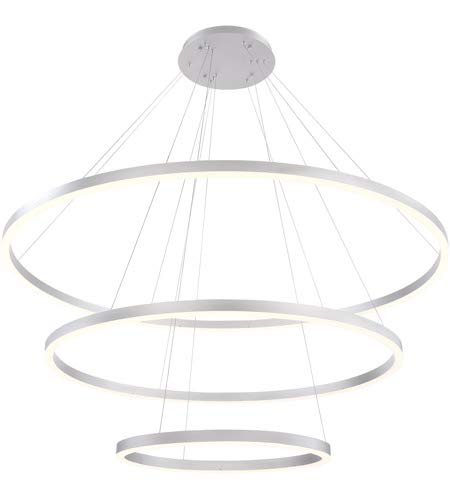 3 Circular Led Chandelier - Matte Silver - 32In Diameter - Switchable Daylight And Softwhite Lights - Dimmable #TOP1