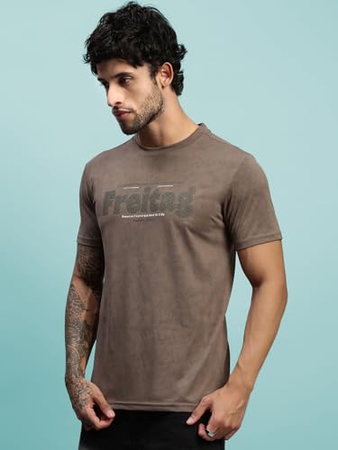 Image of Lux Nitro Men's Cloud Burst Printed Half Sleeve T-Shirt | Cotton Blend Round Neck Tee | Regular Fit Casual Wear