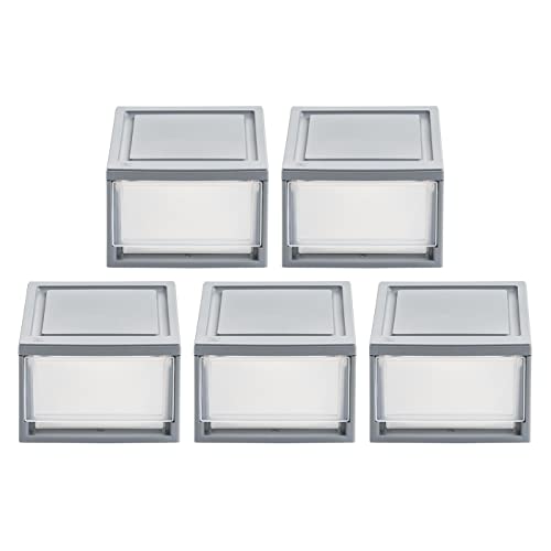 IRIS 6qt 5pk Compact Stacking Storage Plastic Drawer Organizer with Clear Doors: Stackable Utility Storage Drawers