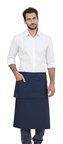 Tablier long unisexe Eddie bleu Siggi Horeca en taille unique pour cuisine