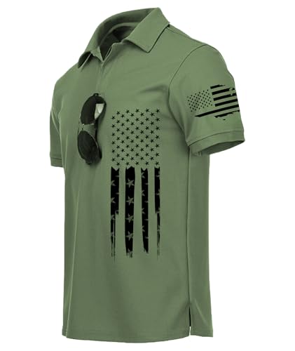 JACKETOWN Men's Polo Shirt Patriotic Graphic Short Sleeve American Flag Golf Shirt Independence Day2