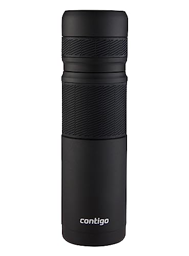 Contigo Thermal Bottle, Vaso Termico Café Taza De Viaje En Acero Inoxidable Antigoteo Copa Con Tapa Fá Unisex, Negro (Black), 740 Ml
