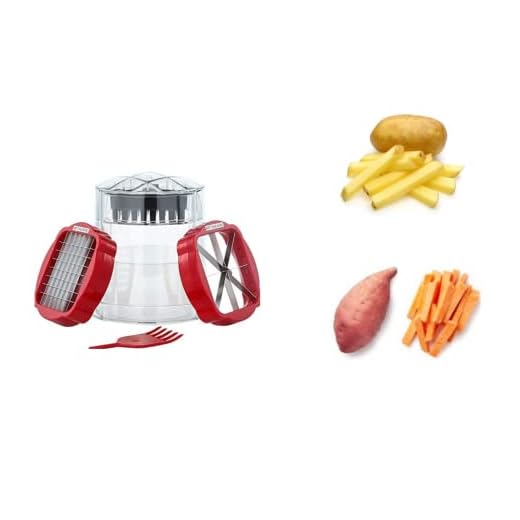 Cortador de patatas fritas, corte de patata, máquina manual multifunción, corte de frutas y manzana, limón, 2 hojas de acero inoxidable