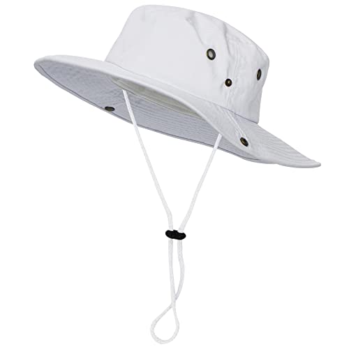 Men Safari Fishing Hat Wide Brim Solid Boonie Sun Hat With Snap Up Outdoor Hunting Hiking Summer Cap Large (As1, Alpha, L, Standard, White) #TOP1