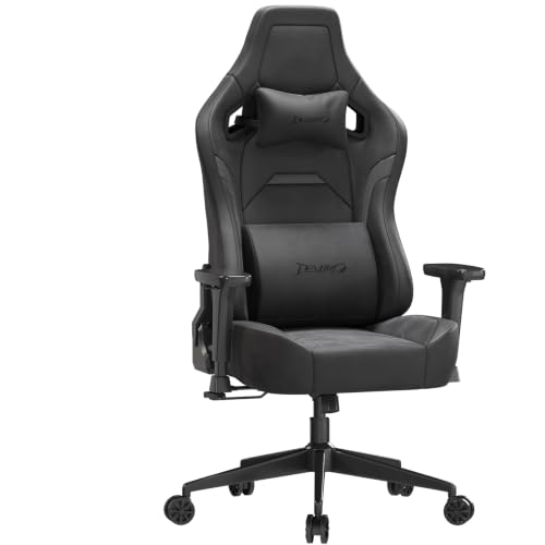 Image of Devoko Ergonomic Gaming Chair, Suede Leather, 3D Armrests, Reclining High Back with Adjustable Lumbar & Headrest, Heavy Duty Swivel Chair for Office or Gaming, Black