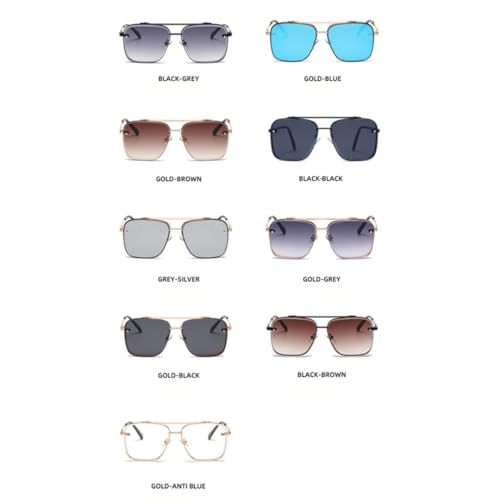 Lunettes de soleil dégradées hommes monture large doré gris - 6