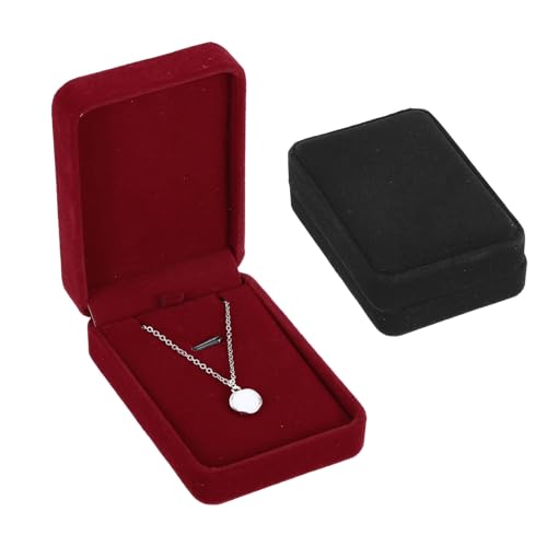PATIKIL Caixa com pingente de colar de veludo de 9 x 7 x 3,5 cm, 2 unidades, organizador de corrente de joias, estojo de viagem portátil para mulheres, armazenamento de presente, casamento