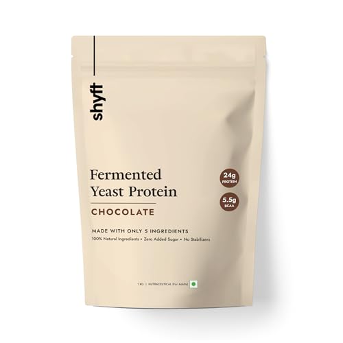 Image of Shyft Fermented Yeast Protein | Chocolate - 1Kg | 24g Protein | 5.5g BCAA | Easy to Digest | Complete Amino Acid Profile | Just 5 Natural Ingredients | No Chemicals | Vegan Protein | Gut Friendly