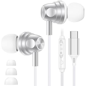 USB C Earphones Wired Earbuds with Microphone Type C In-Ear Headphones Wired for iPhone 17 Air 16 15 Pro Max Plus, Samsung Galaxy A16 A17 A25 A26 A35 A36 A53 A54 A55 A56 5G S21 S22 S23 S24 S25 Ultra